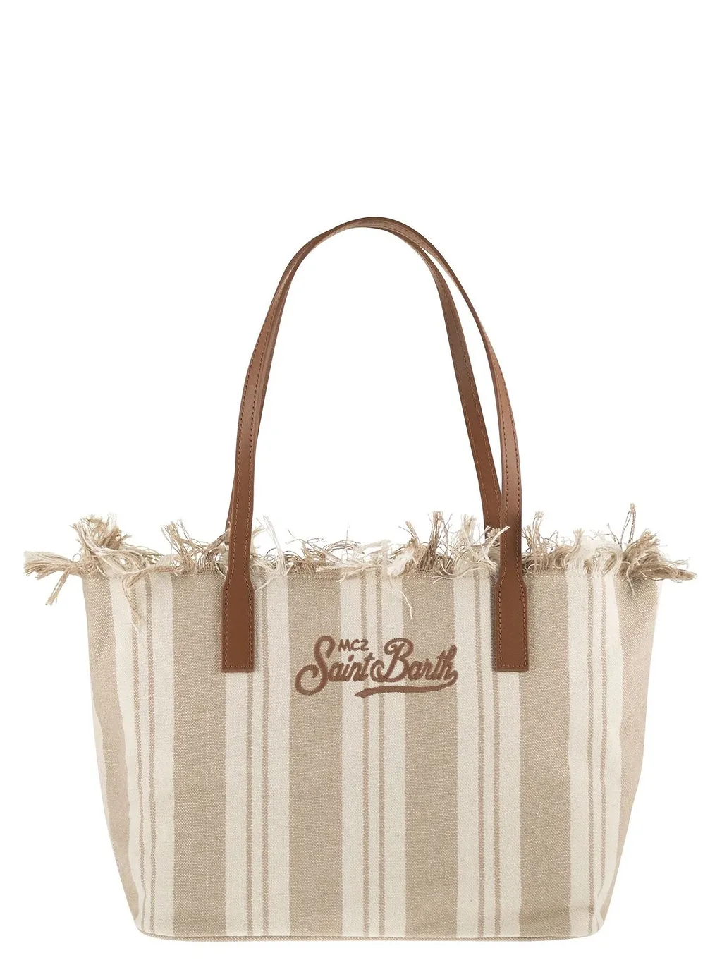 Striped Fringed Tote Bag