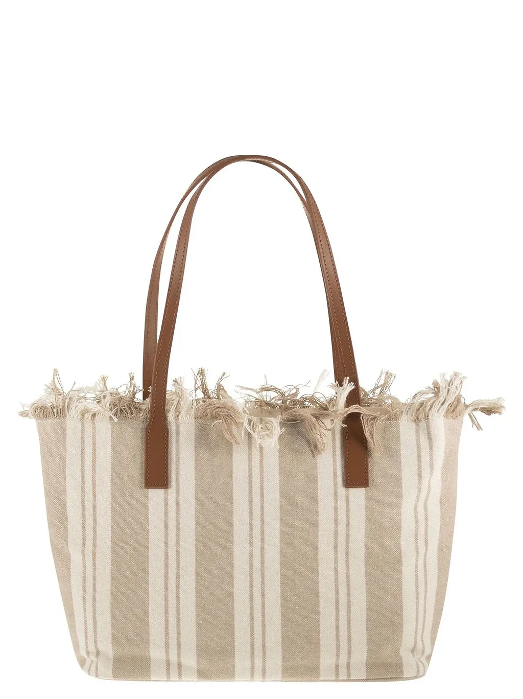 Striped Fringed Tote Bag