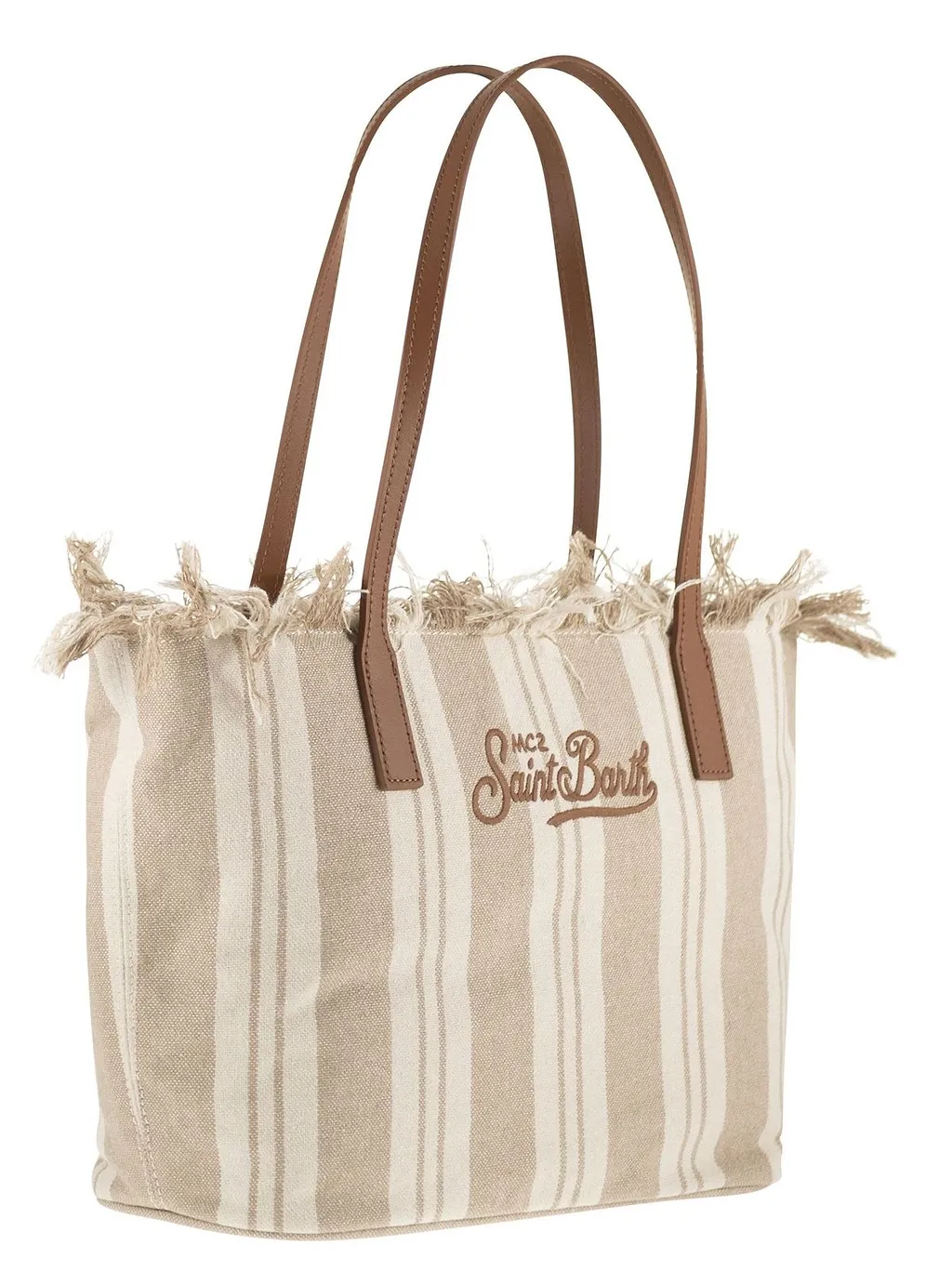 Striped Fringed Tote Bag