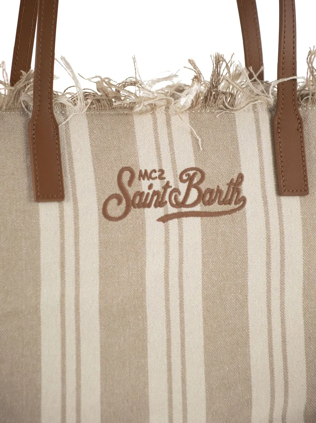 Striped Fringed Tote Bag