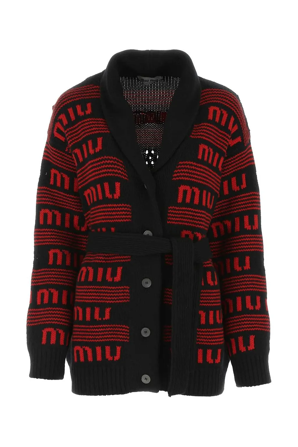 Miu Miu Allover Logo Intarsia Cardigan