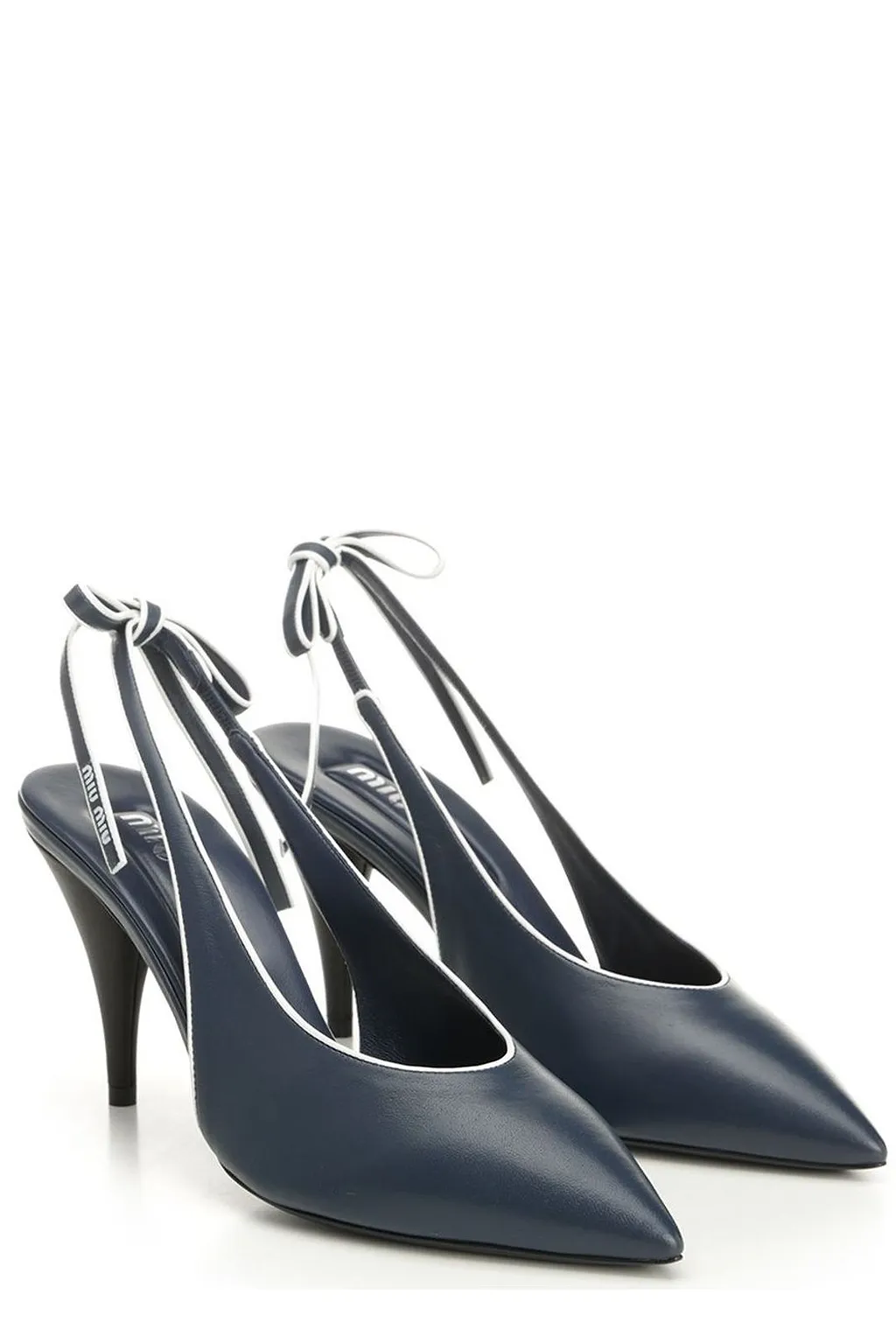 Miu Miu Bow-Detailed Pointed-Toe Slingback Pumps