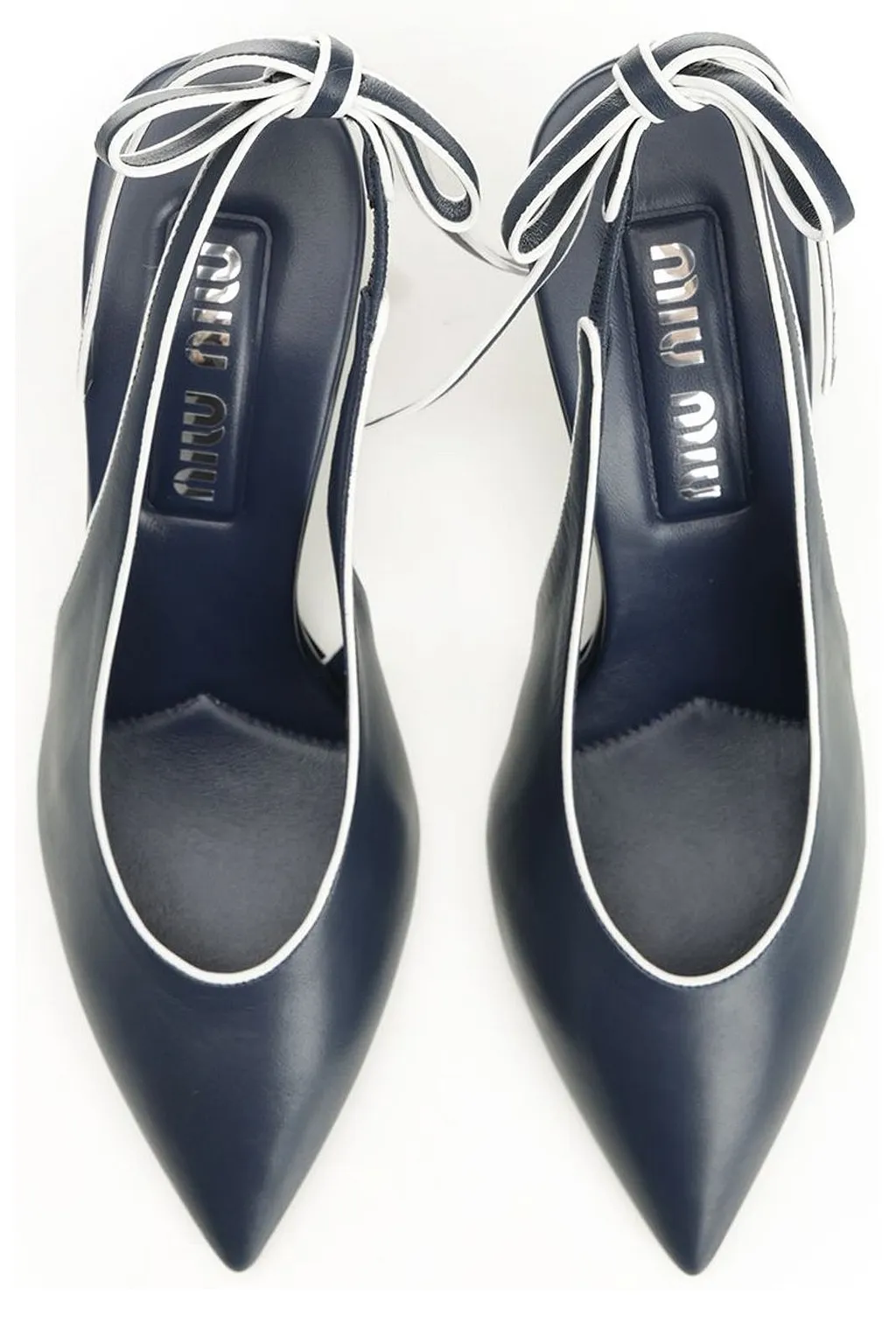 Miu Miu Bow-Detailed Pointed-Toe Slingback Pumps