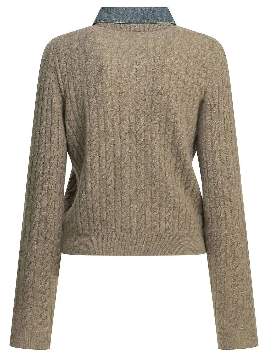 Miu Miu Cable-Knit Contrast Collar Cardigan