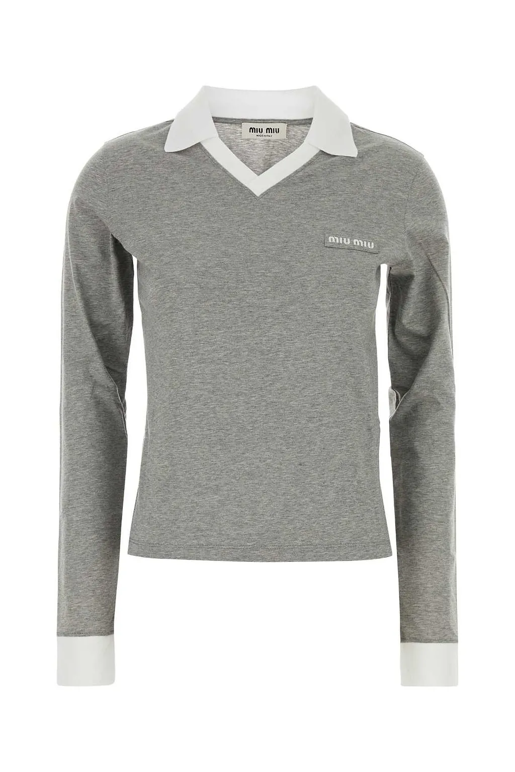 Miu Miu Contrast-Collar Knitted Polo Top