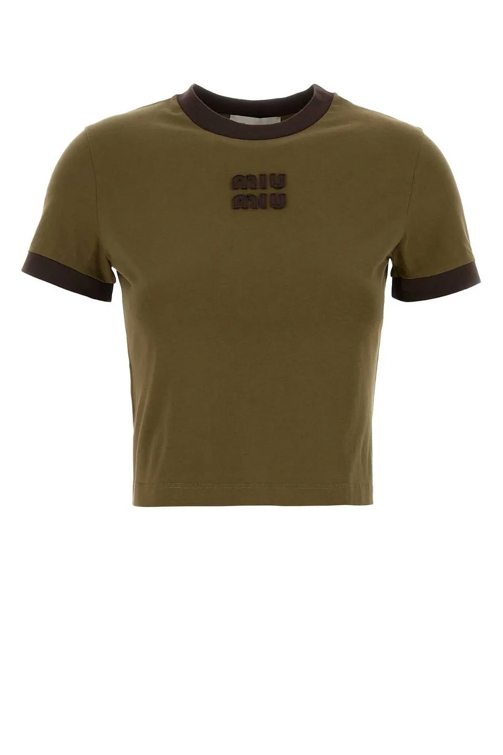 Miu Miu Crewneck Cropped T-Shirt