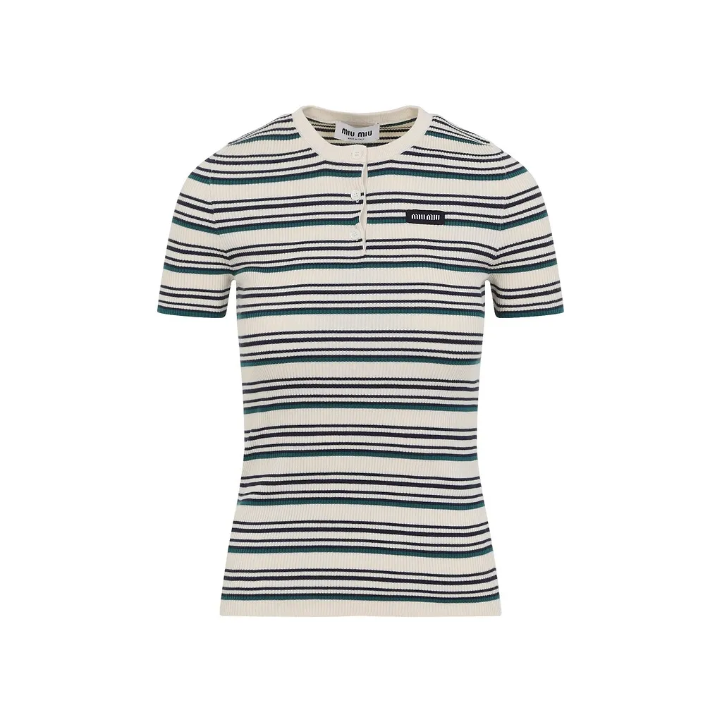 Miu Miu Crewneck Striped T-Shirt