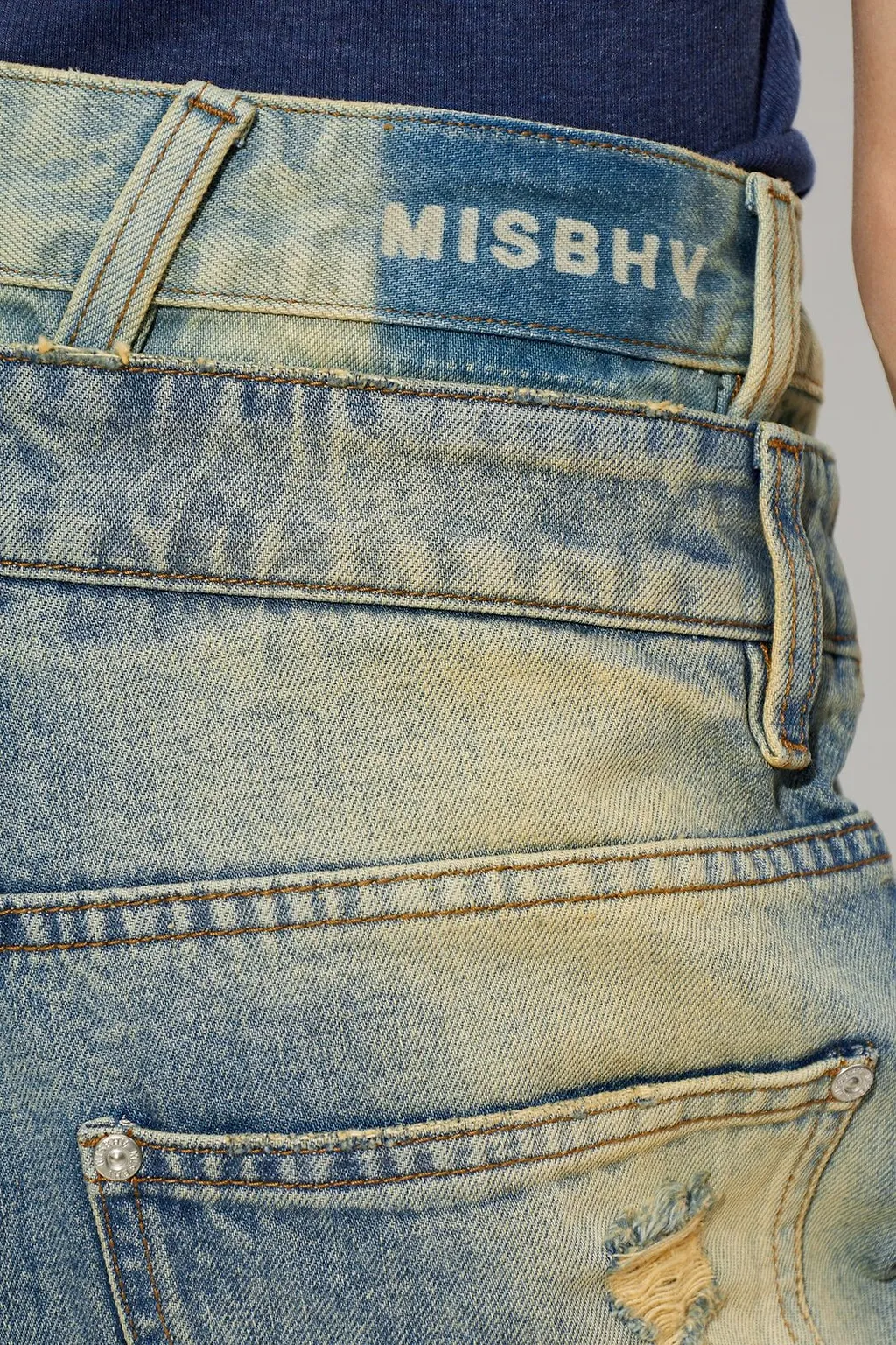 Misbhv Distressed Denim Bermuda Shorts