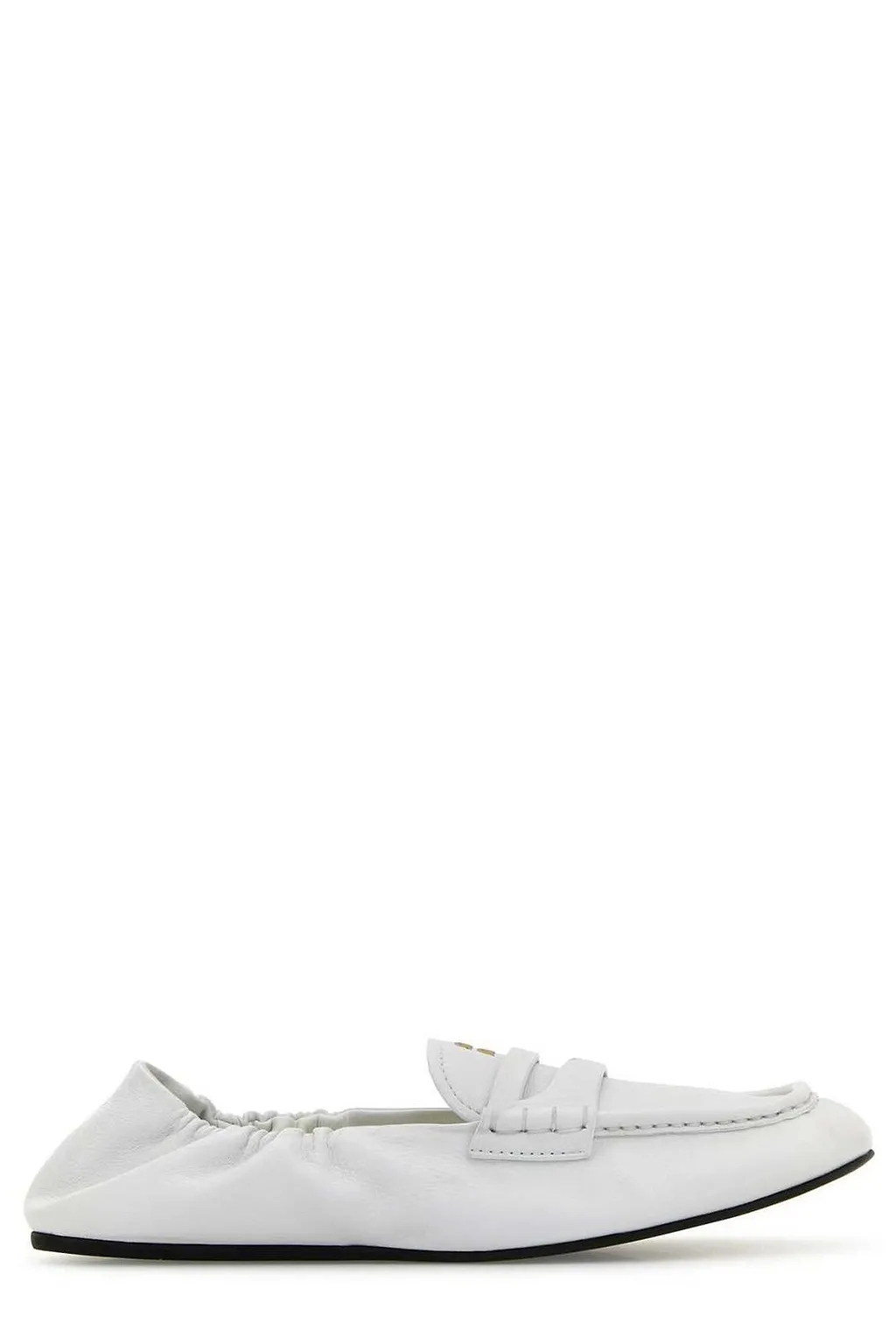 Miu Miu Embossed-Logo Square Toe Loafers