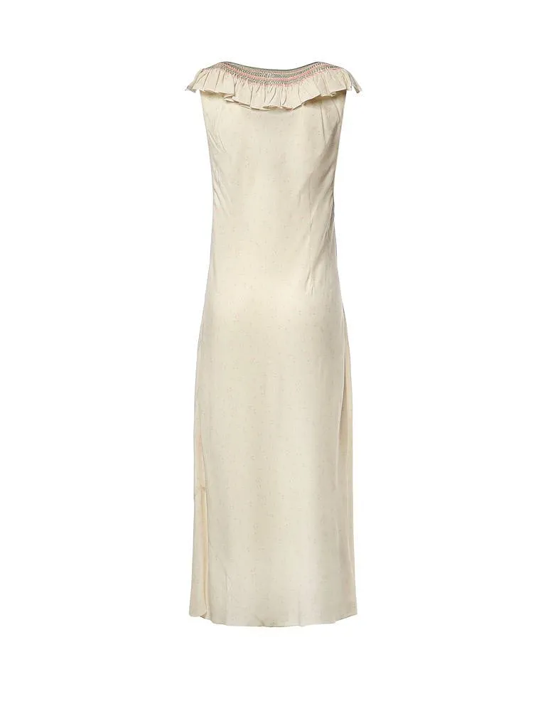 Miu Miu Embroidered Marocain Crepe Dress