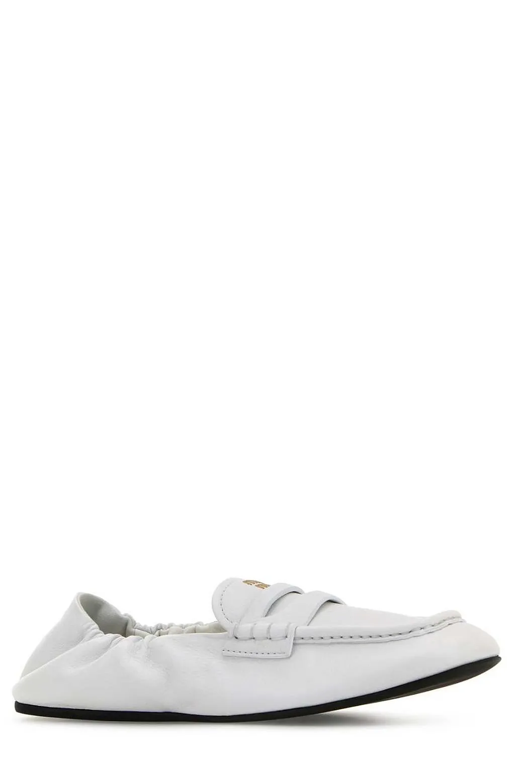 Miu Miu Embossed-Logo Square Toe Loafers