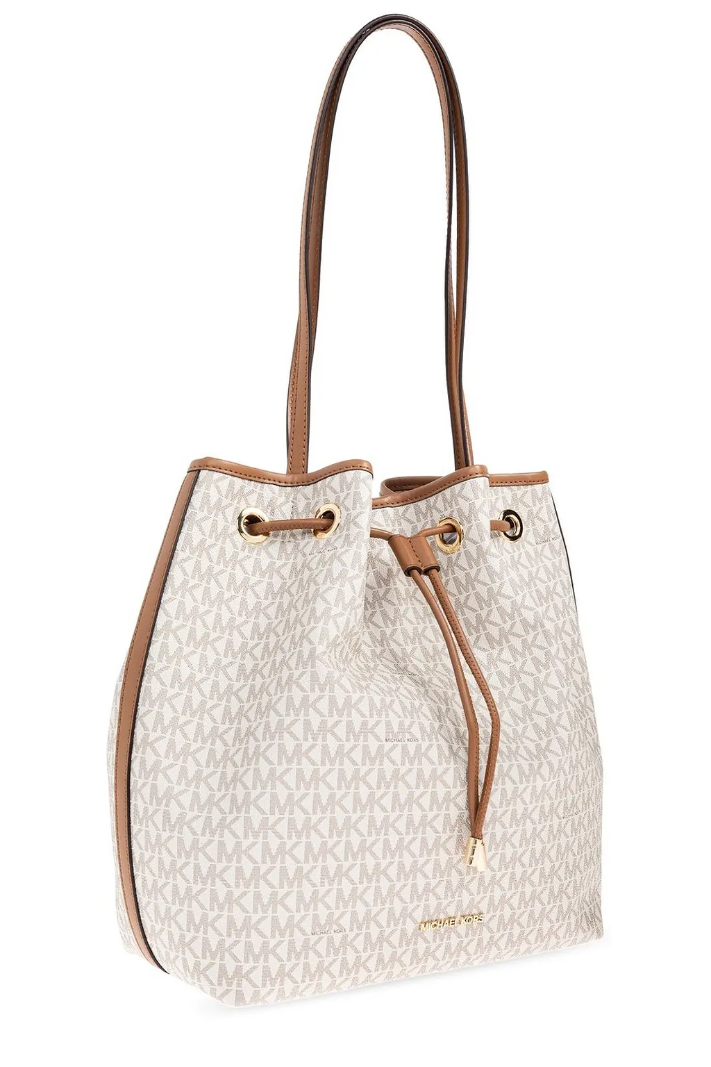 Logo Plaque Drawstring Shoulder Bag