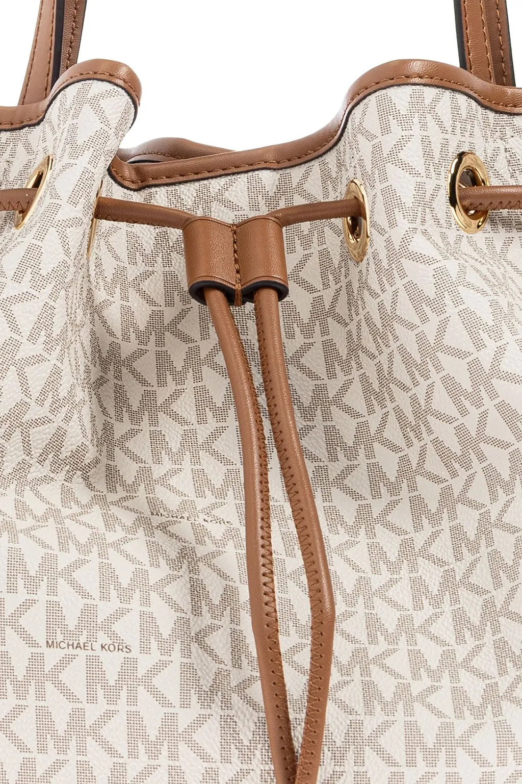 Logo Plaque Drawstring Shoulder Bag
