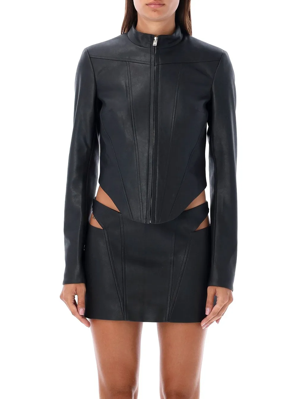 Misbhv Zip-Up Cropped Biker Jacket