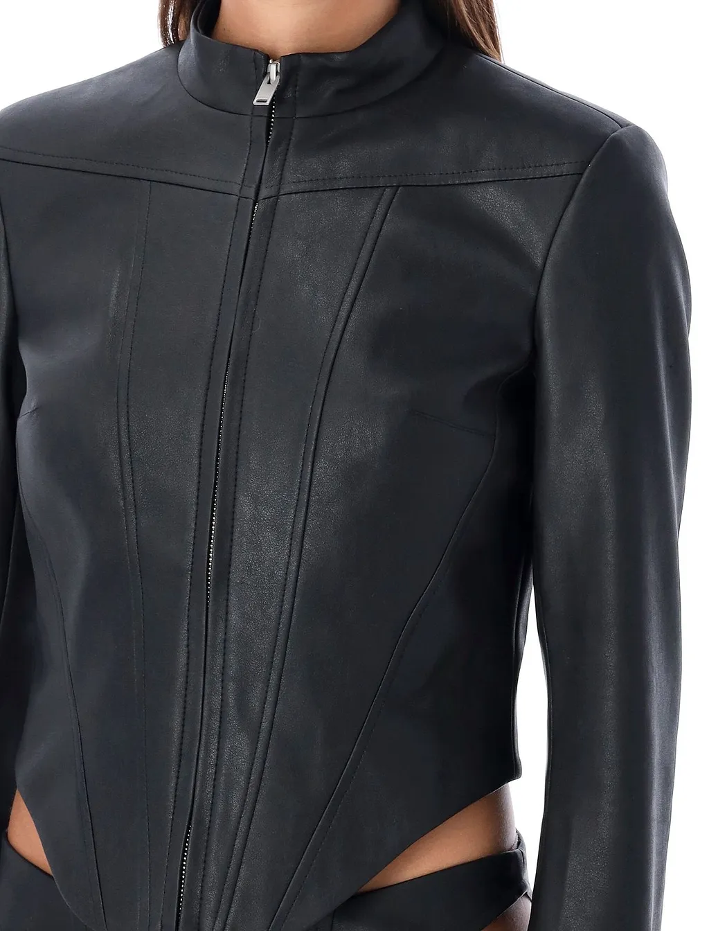 Misbhv Zip-Up Cropped Biker Jacket