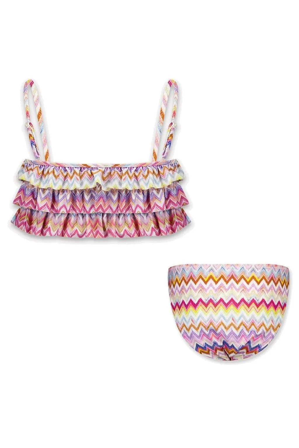 Missoni Kids Ruffled Chevron Pattern Bikini