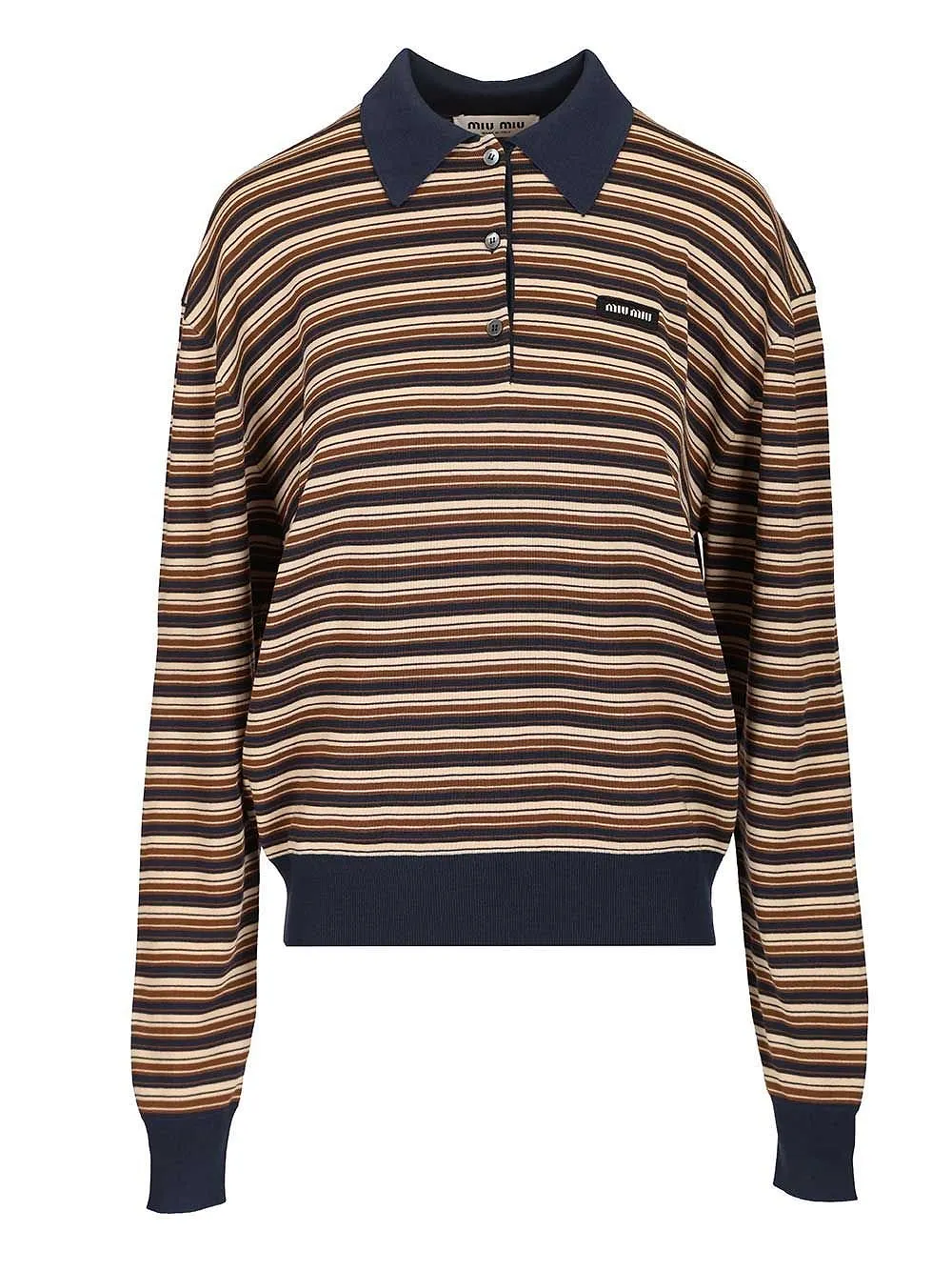 Miu Miu Knitted Striped Polo Shirt
