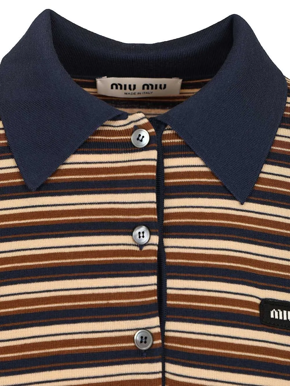 Miu Miu Knitted Striped Polo Shirt
