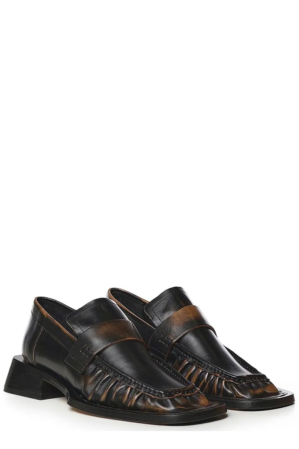 Miista Ruched Square-Toe Flat Shoes