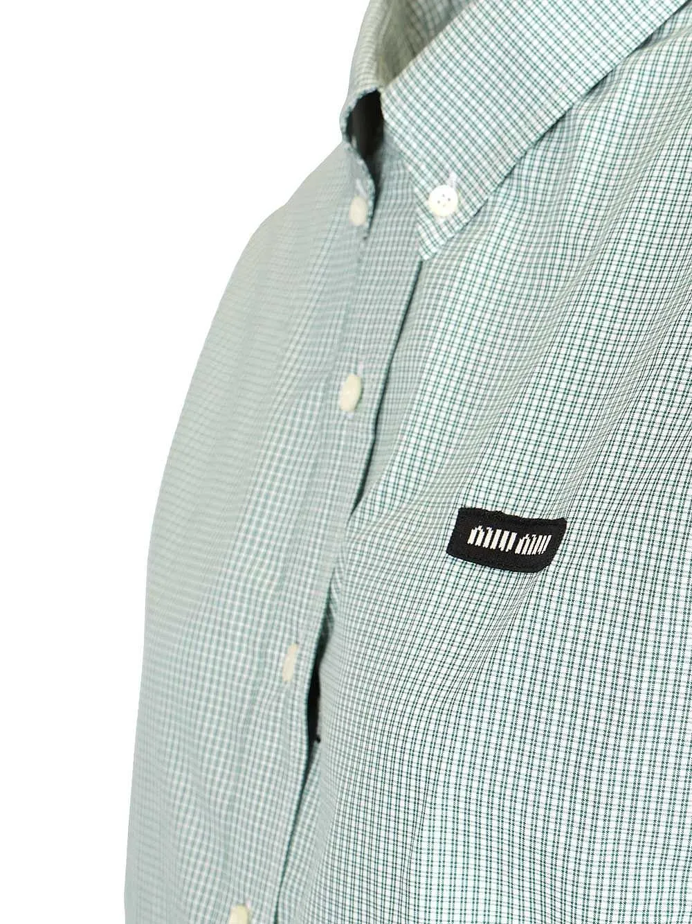 Miu Miu Logo-Embroidered Button-Up Checked Shirt