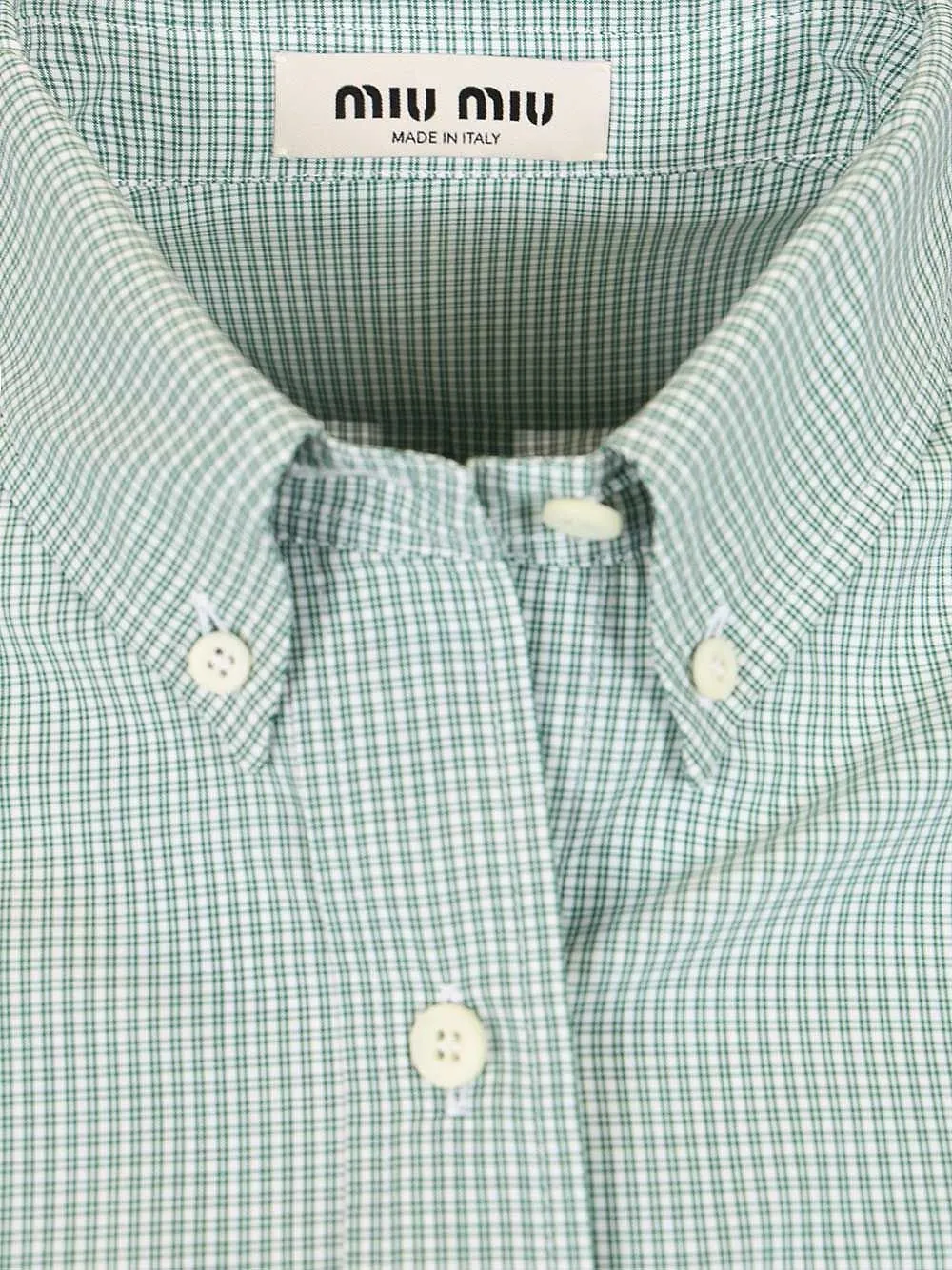 Miu Miu Logo-Embroidered Button-Up Checked Shirt