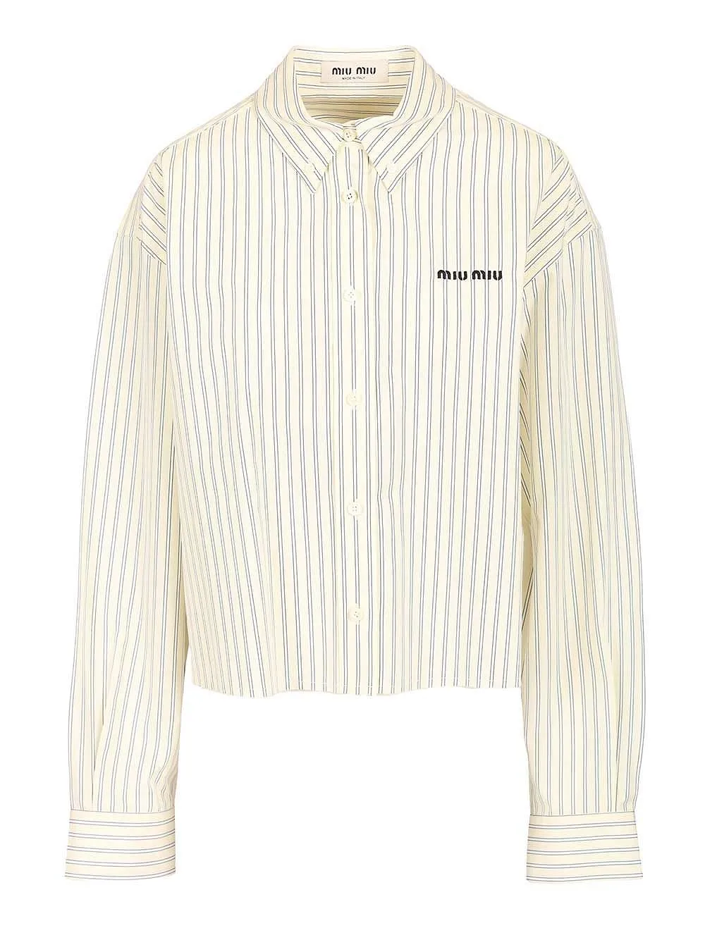 Miu Miu Logo-Embroidered Buttoned Striped Shirt