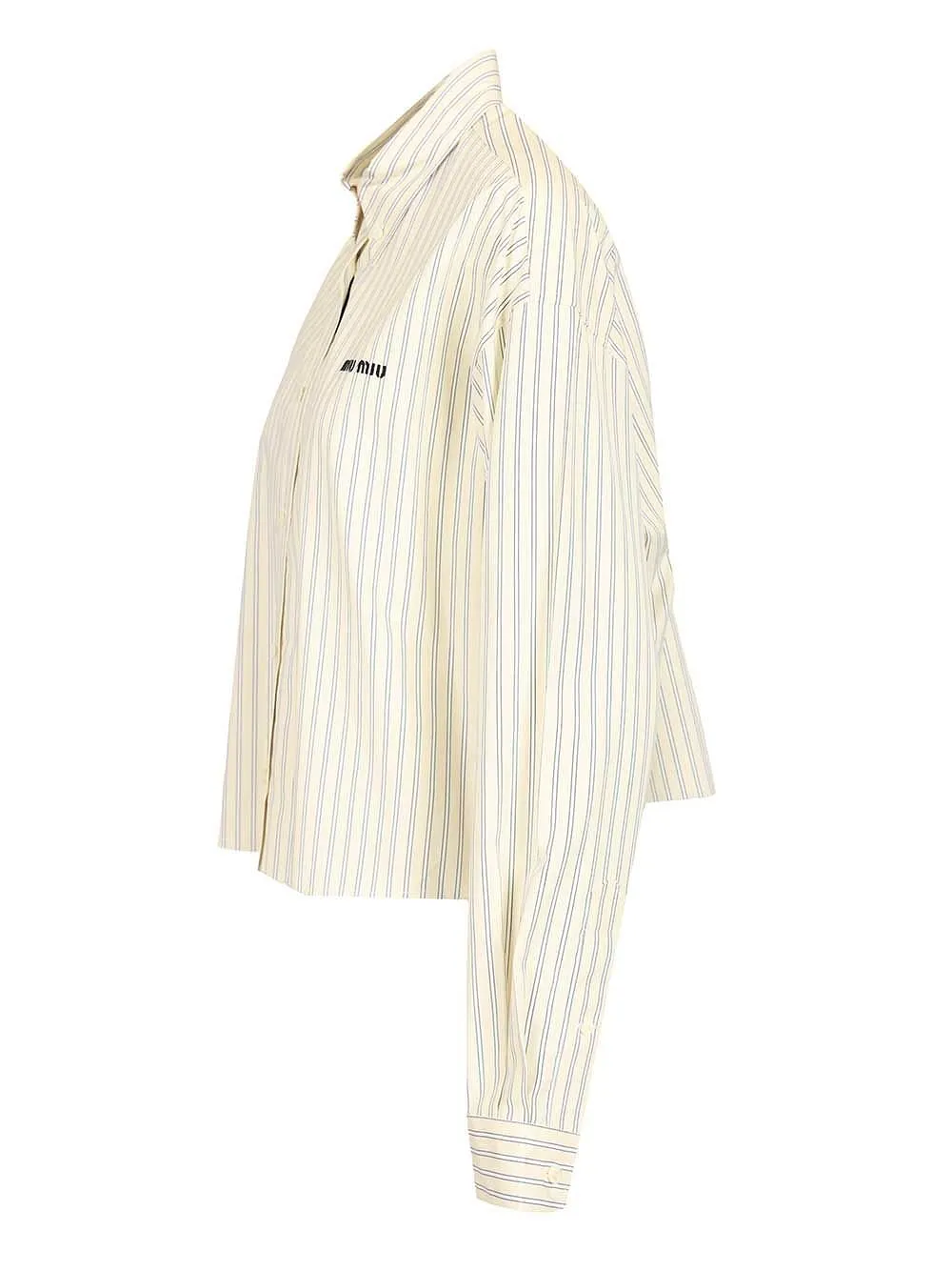 Miu Miu Logo-Embroidered Buttoned Striped Shirt