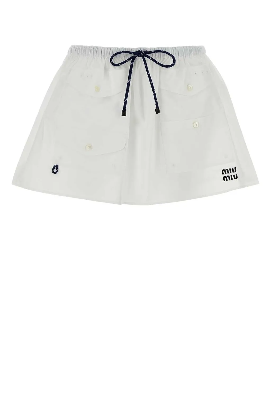 Miu Miu Logo-Embroidered Drawstring Skirt