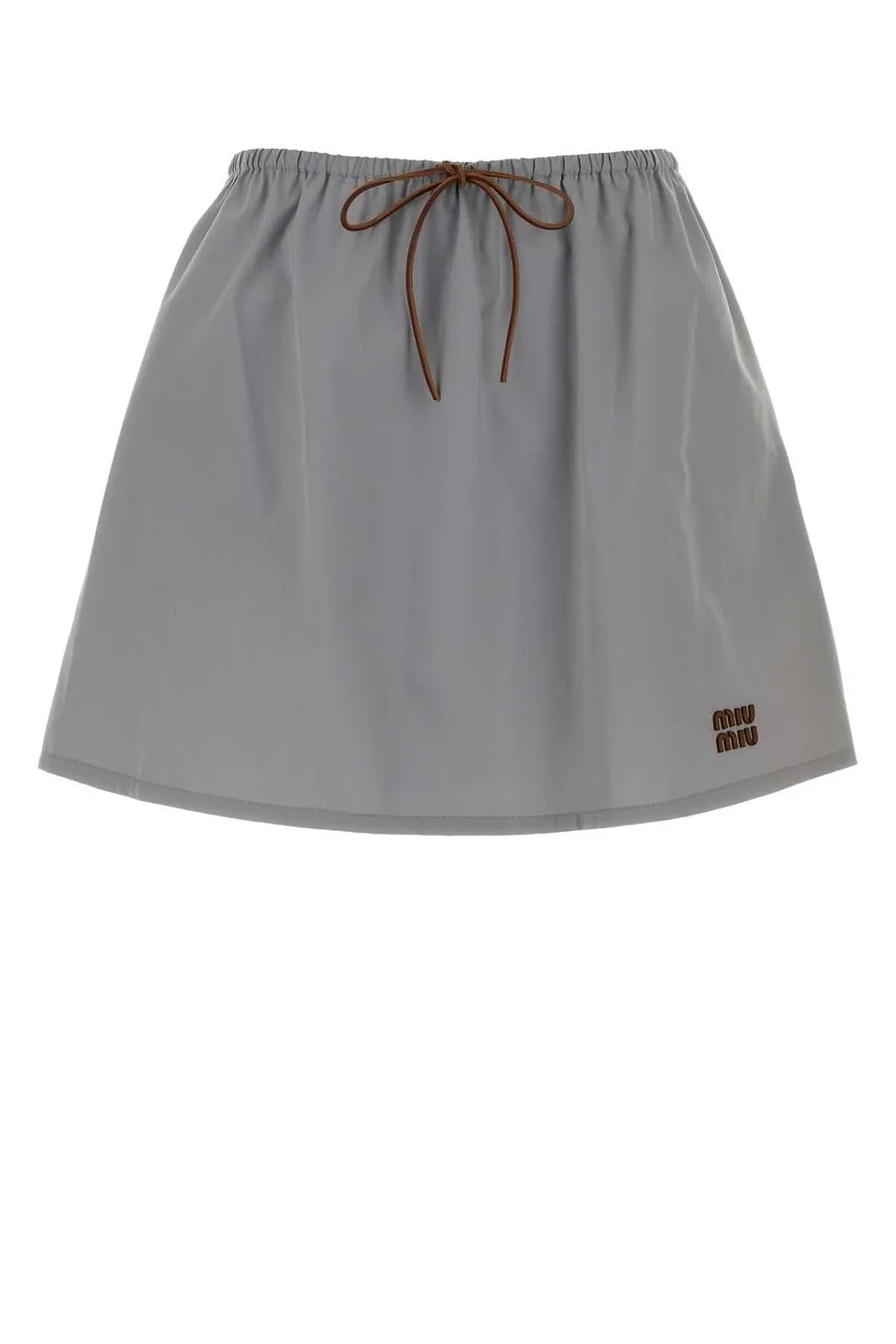 Miu Miu Logo-Embroidered Drawstring Mini Skirt