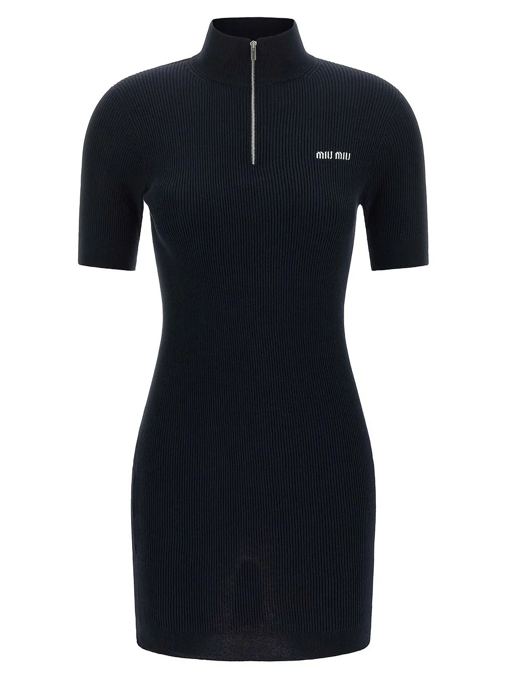Miu Miu Logo-Embroidered Knitted Mini Dress