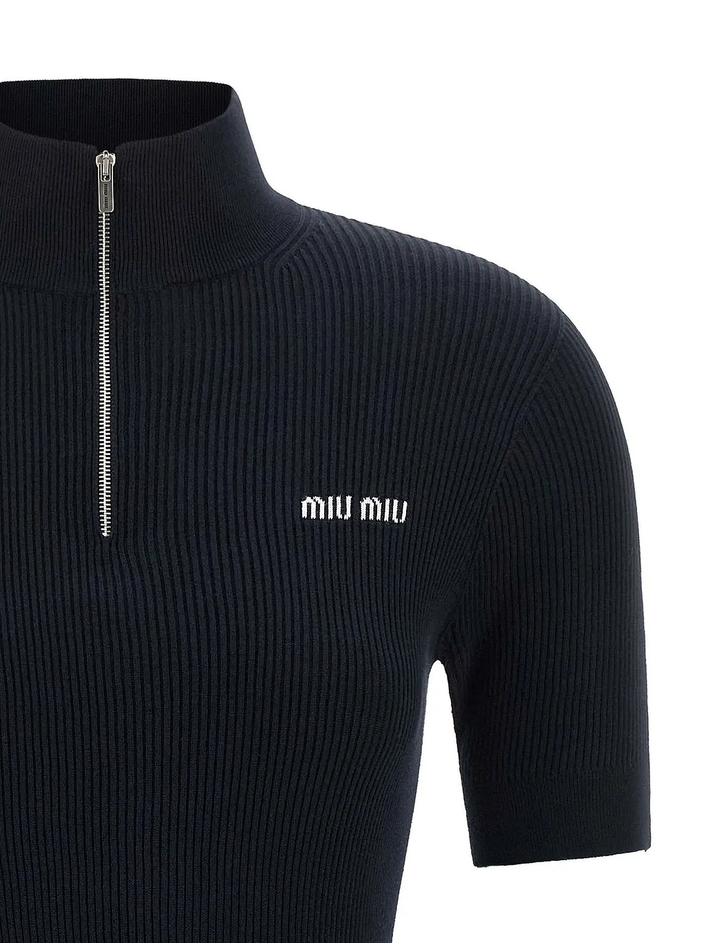 Miu Miu Logo-Embroidered Knitted Mini Dress