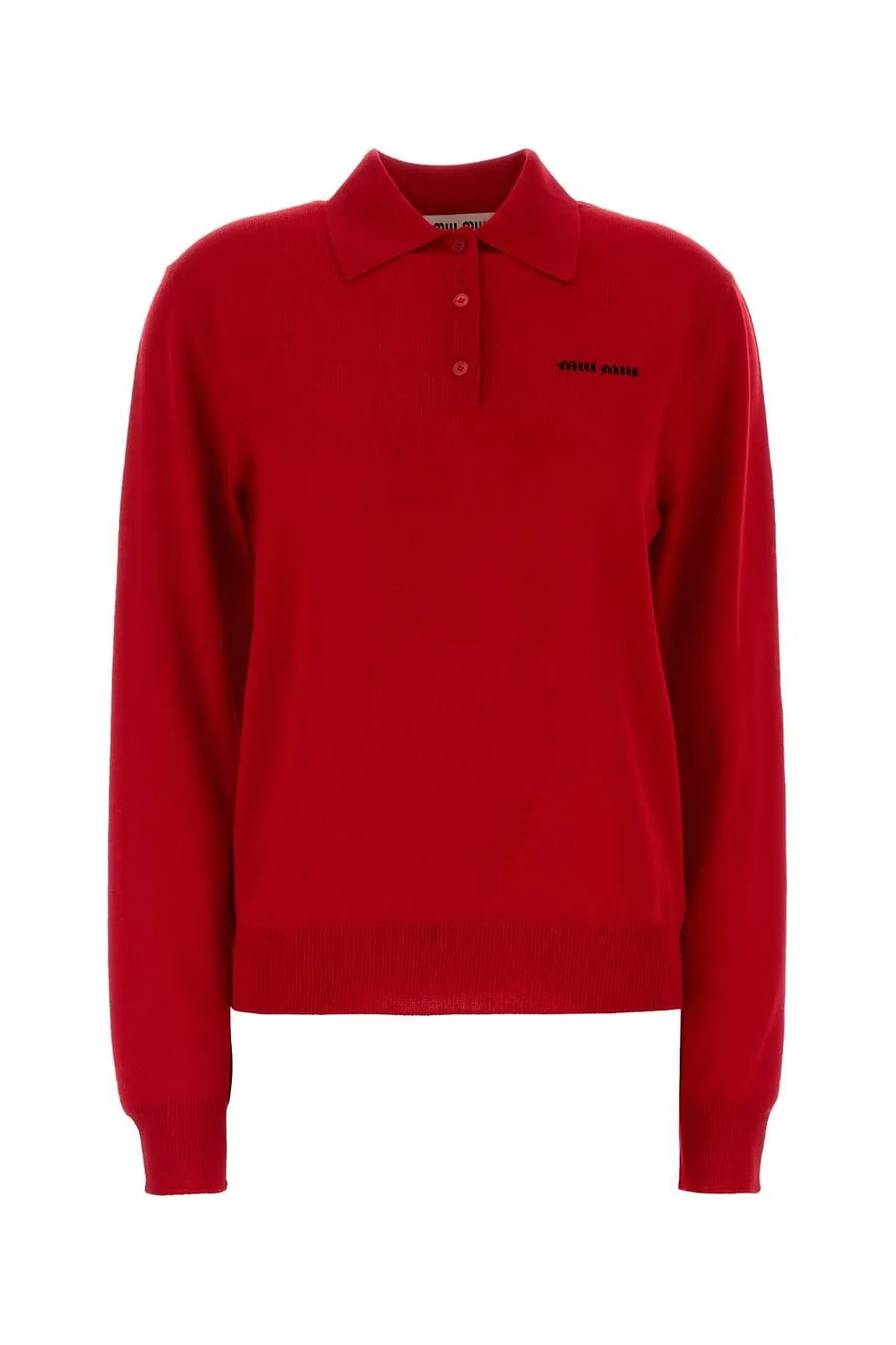 Miu Miu Logo-Embroidered Knitted Polo Shirt