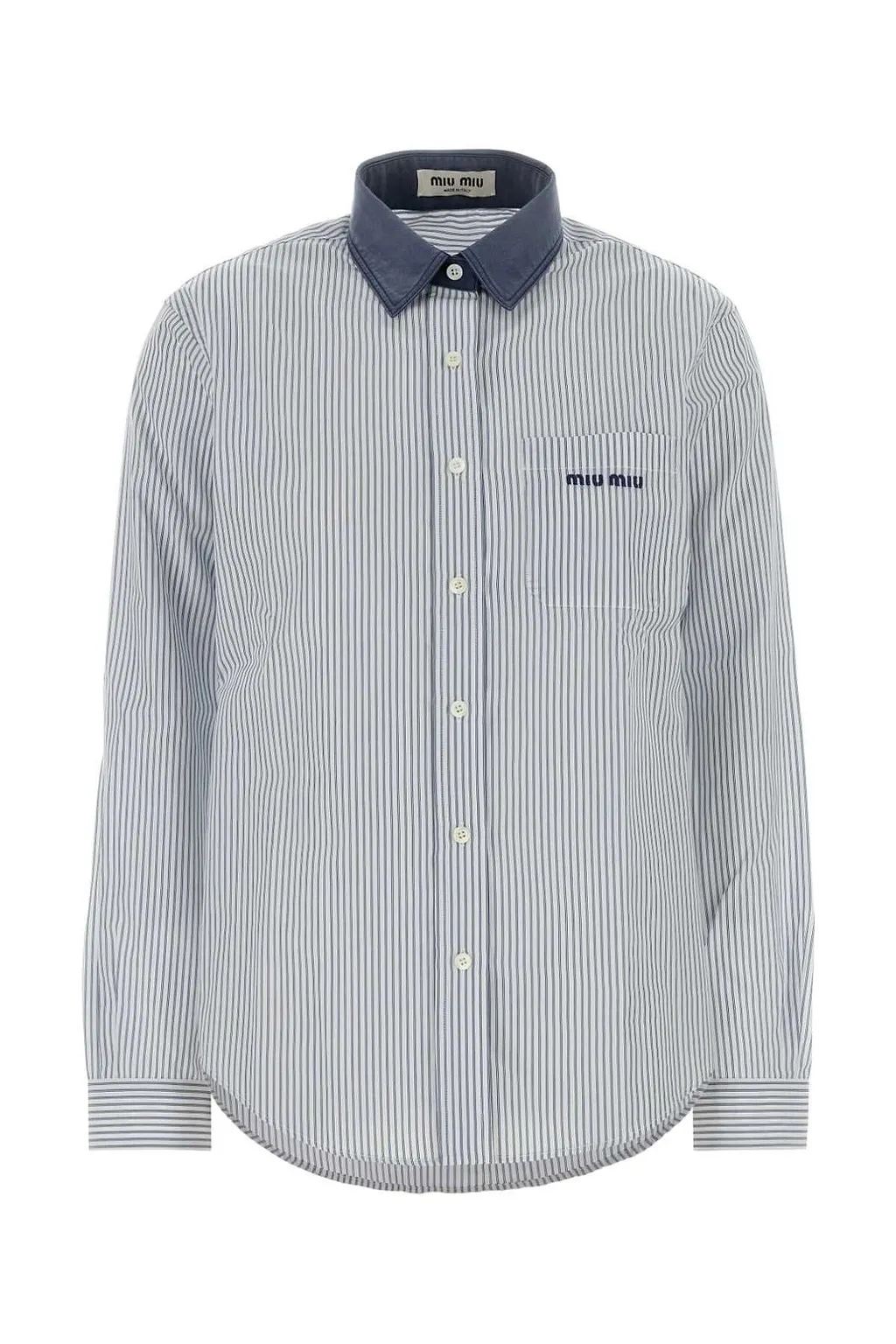 Miu Miu Logo-Embroidered Striped Shirt