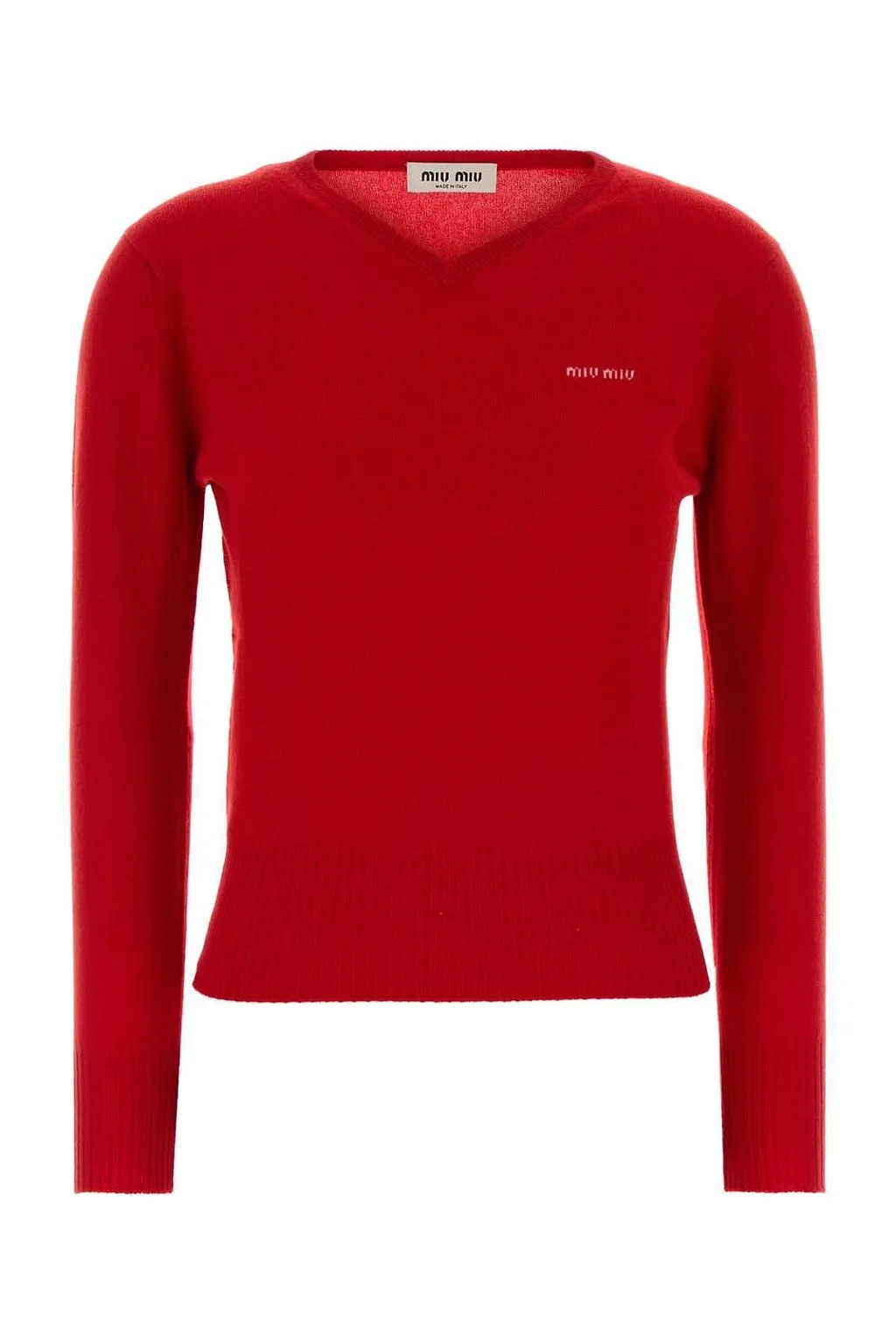 Miu Miu Logo-Embroidered V-Neck Jumper