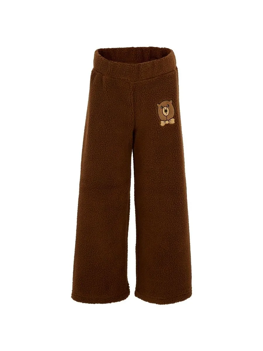 Mini Rodini Bear-Embroidered Straight-Leg Pants