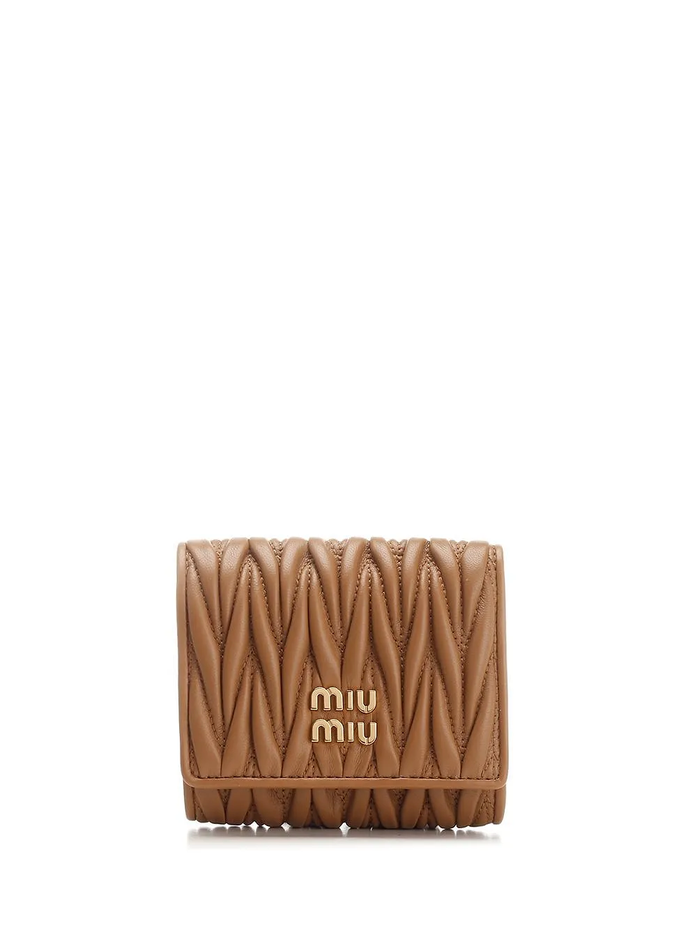 Miu Miu Logo-Lettering Matelassé Tri-Fold Wallet