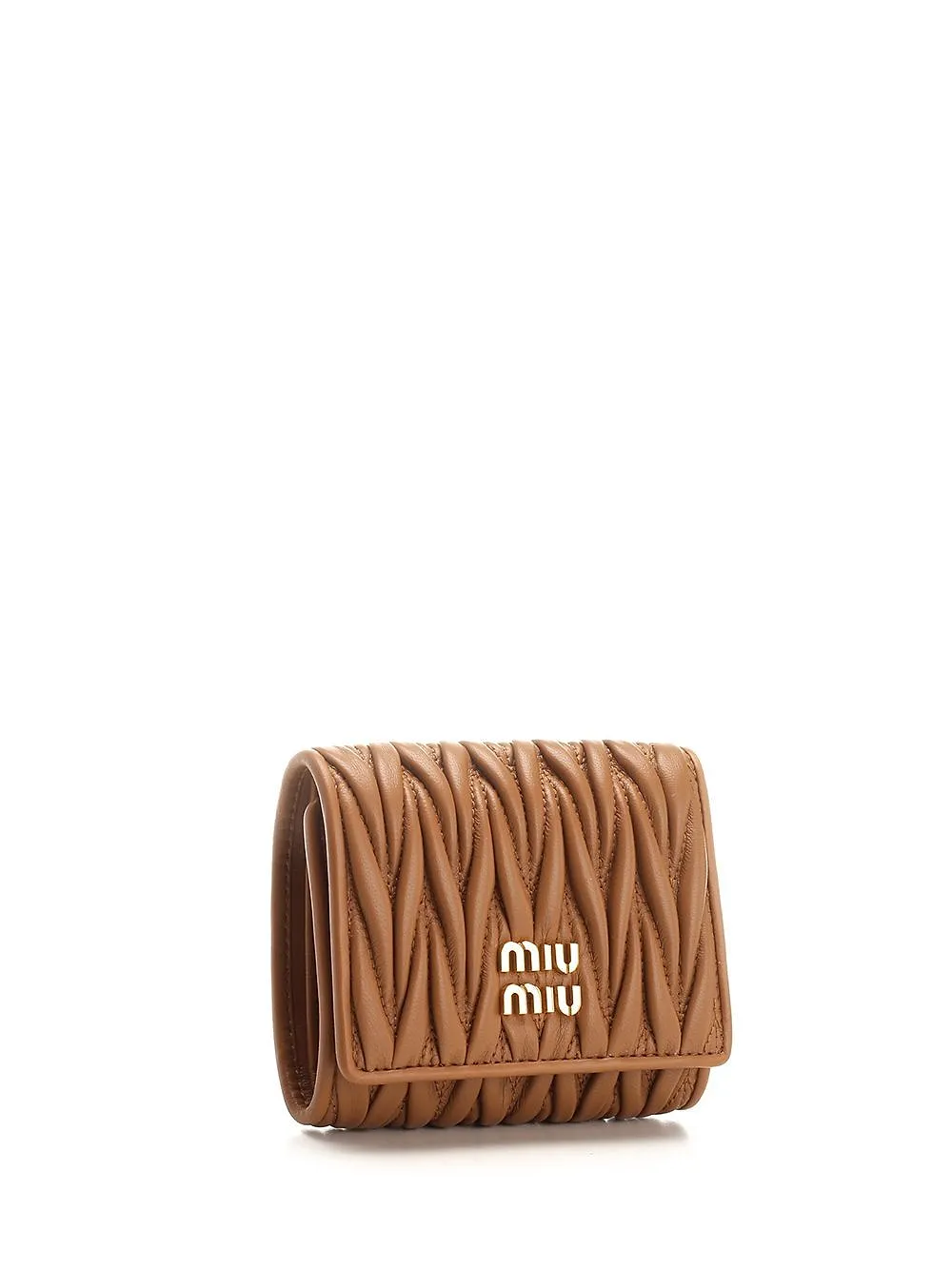 Miu Miu Logo-Lettering Matelassé Tri-Fold Wallet