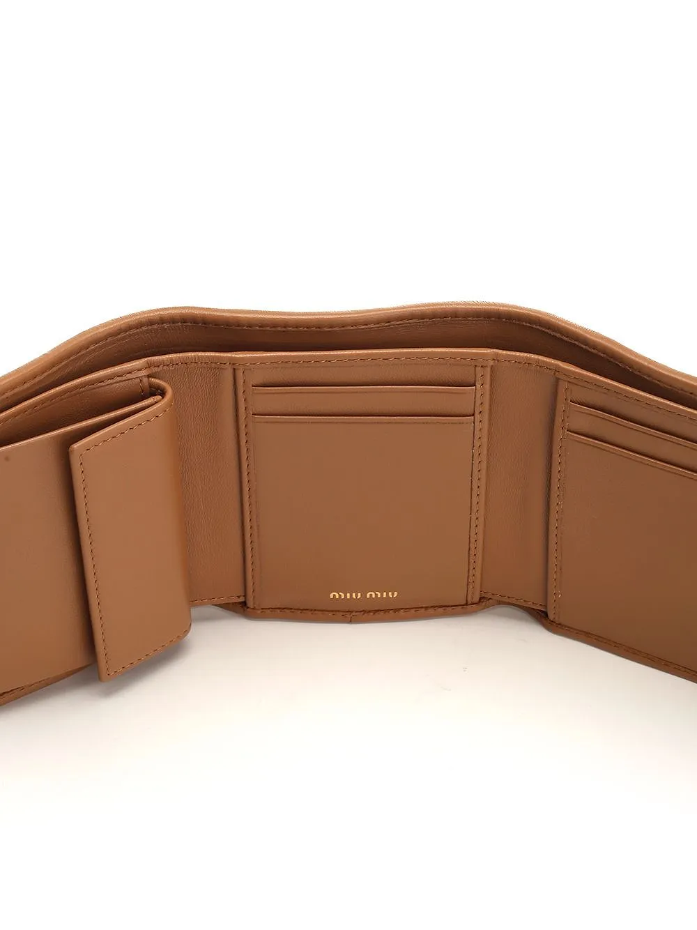 Miu Miu Logo-Lettering Matelassé Tri-Fold Wallet