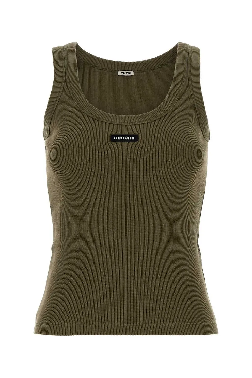 Miu Miu Logo Patch Ribbed-Knit Tank Top