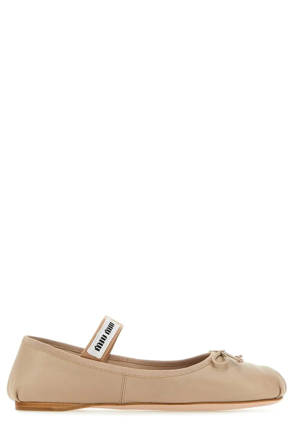 Miu Miu Logo-Printed Bow Detailed Ballerina Shoes