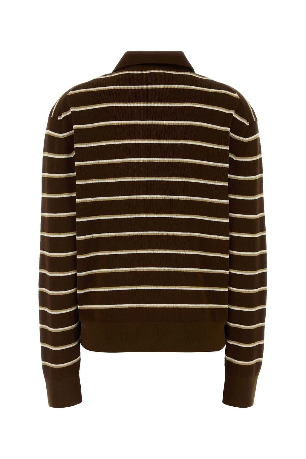 Miu Miu Long-Sleeved Striped Knitted Polo Shirt