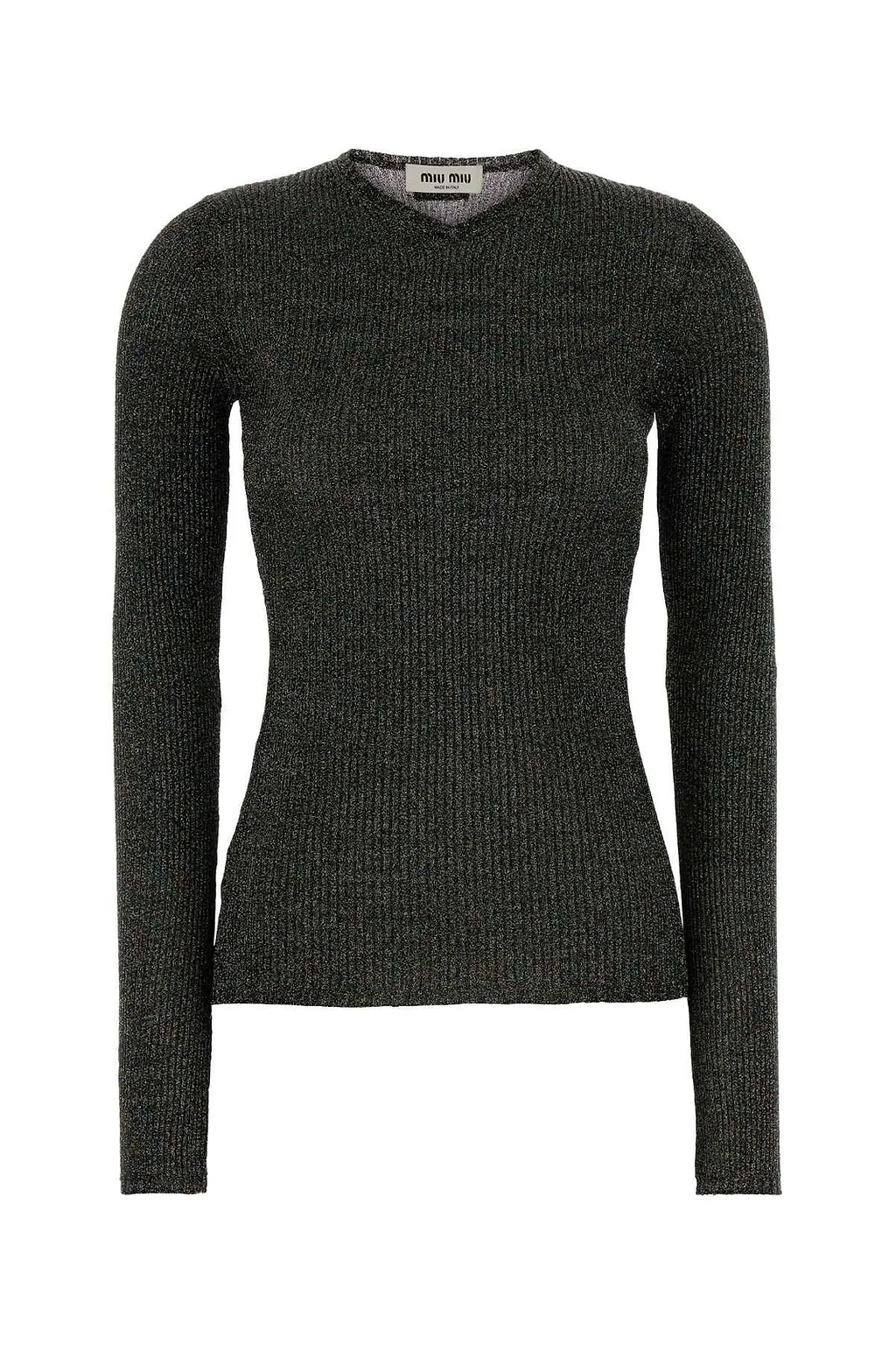 Miu Miu Lurex-Detailed V-Neck Jumper