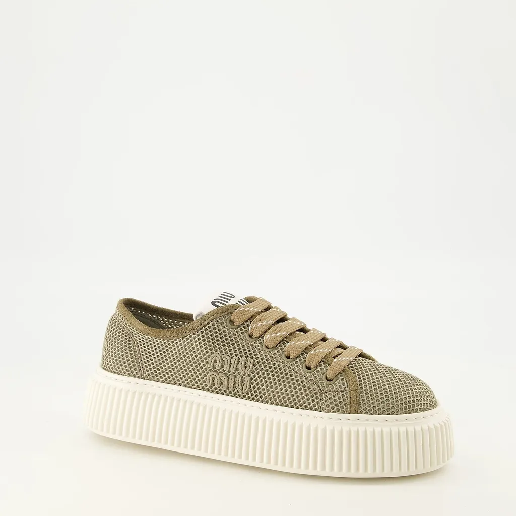 Miu Miu Mesh Platform Low-Top Sneakers