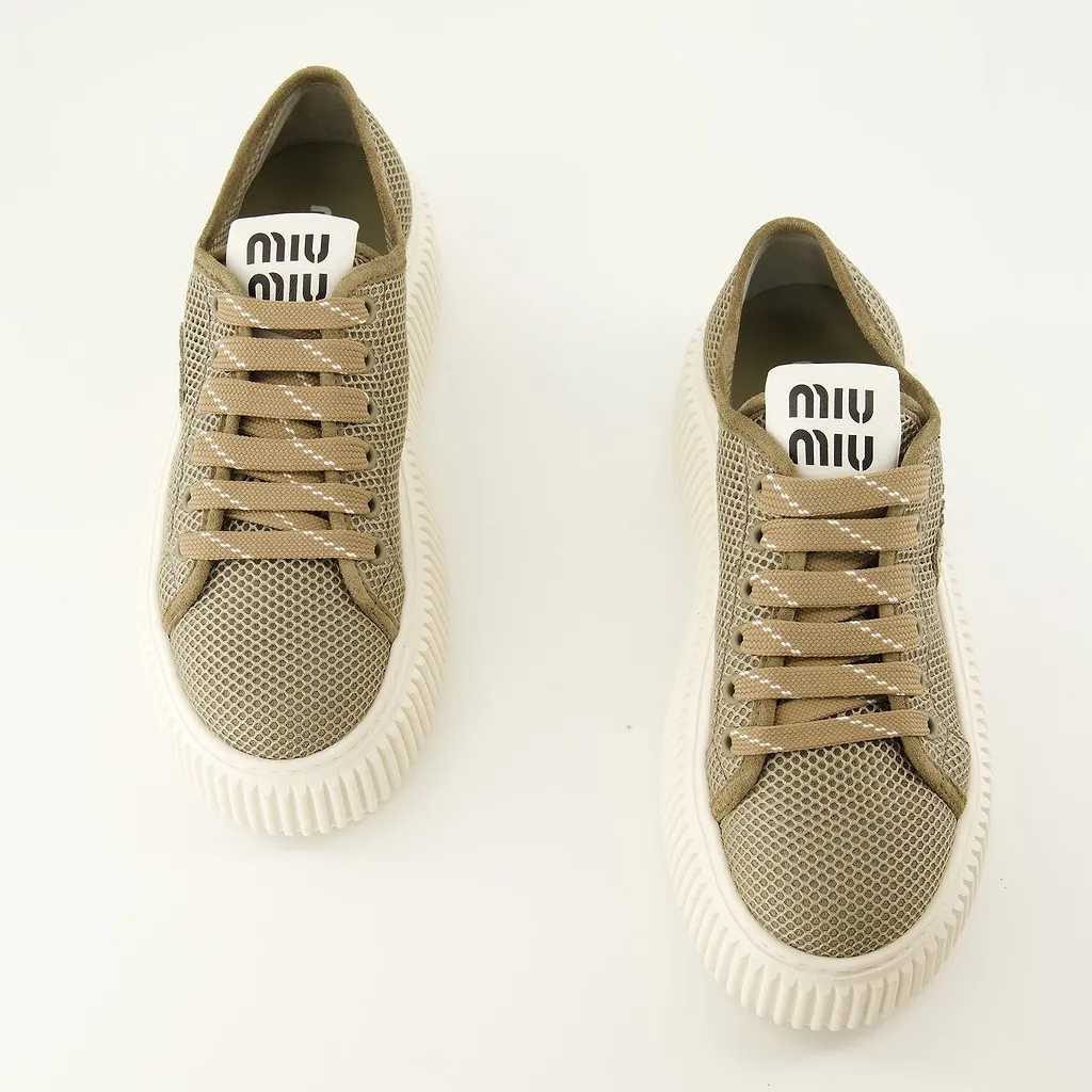 Miu Miu Mesh Platform Low-Top Sneakers