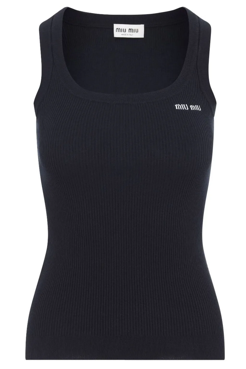 Miu Miu Ribbed Logo Tank Top