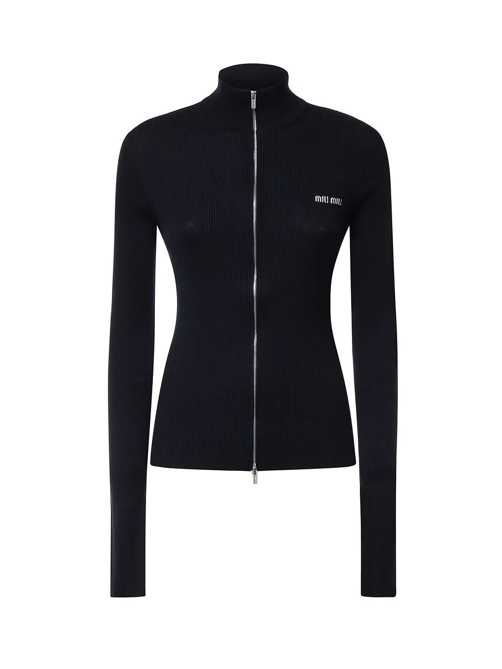 Miu Miu Ribbed Zip-Up Cardigan