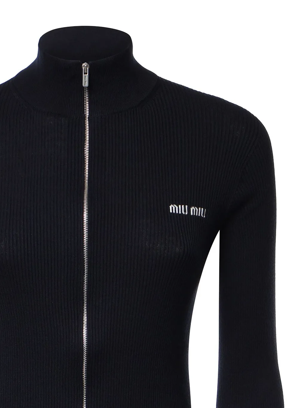 Miu Miu Ribbed Zip-Up Cardigan