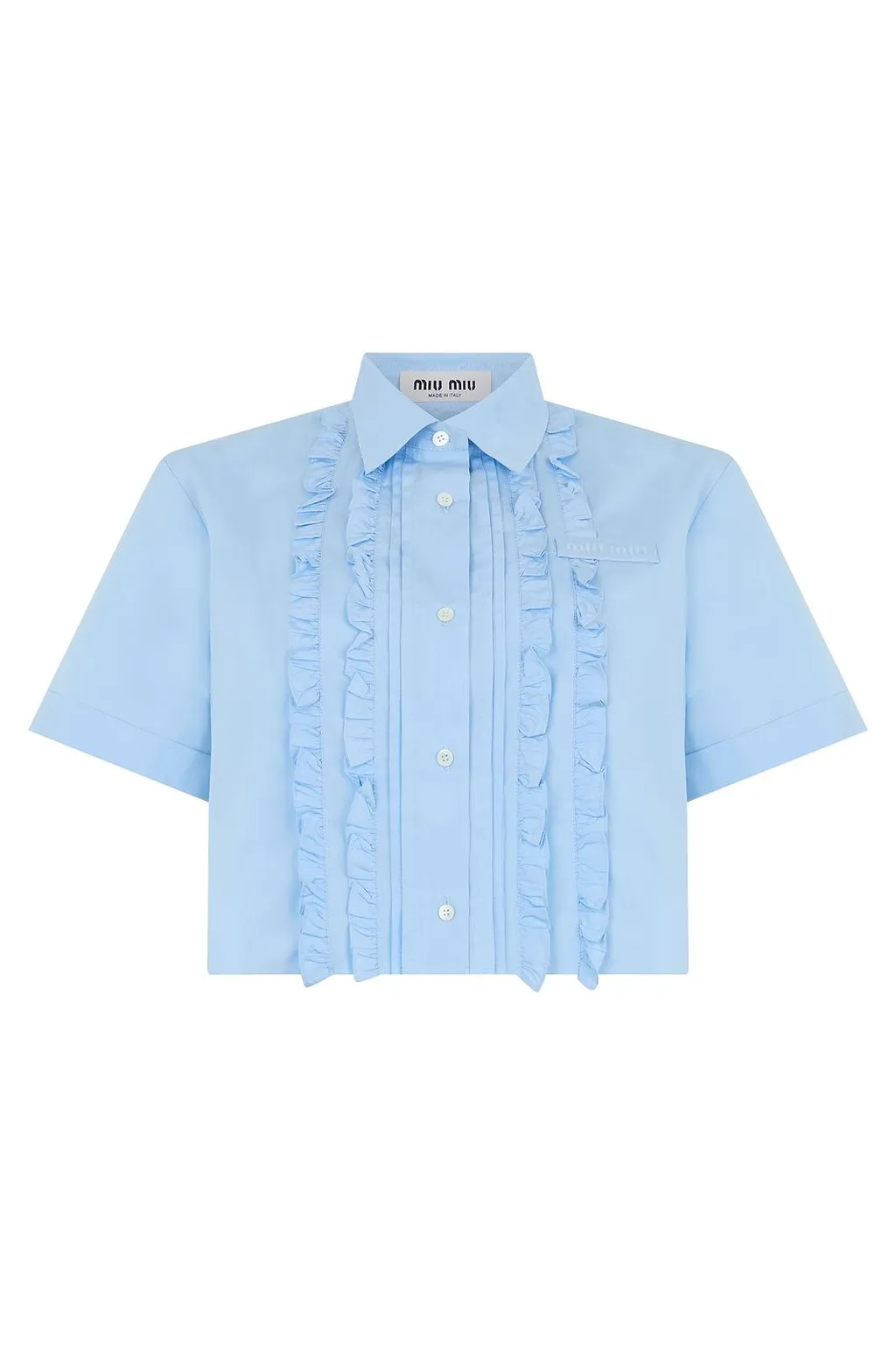 Miu Miu Ruffled Cropped Poplin Shirt