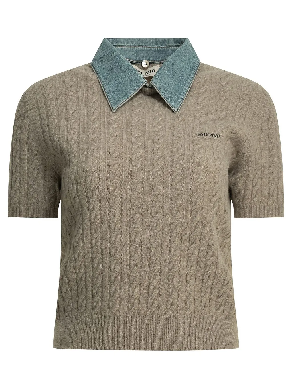 Miu Miu Short-Sleeved Knitted Polo Shirt