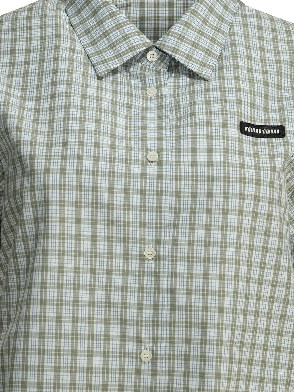 Miu Miu Short-Sleeved Checked Poplin Shirt
